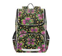 Mnsruu Four Leaf Clover Star Kids Backpack Rucksack Bag for School Girls & Boys, Cute School Bag for Kids, Kids Bookbag for Elementary with Reflective Strip