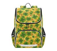 Mnsruu Four Leaf Clover Yellow Kids Backpack Rucksack Bag for School Girls & Boys, Cute School Bag for Kids, Kids Bookbag for Elementary with Reflective Strip