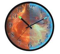 Mnsruu Fox Fire Animal Wall Clock Luminous Bedroom Clocks Battery Operated Silent Glow in the Dark Clock for Living Room Kitchen 12 Inch