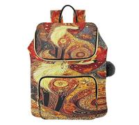 Mnsruu Fox Golden Magic Mystery Backpack for Women Travel Anti Theft Rucksack Large Casual Daypacks Quilted Laptop Purse Ladies Fashion Handbag