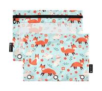 Mnsruu Fox Little Flowers Pencil Pouch for 3-Ring Binder Clear Pencil Case