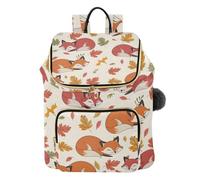 Mnsruu Fox Maple Leaf Autumn Leaves Backpack for Women Travel Anti Theft Rucksack Large Casual Daypacks Quilted Laptop Purse Ladies Fashion Handbag
