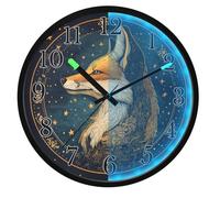 Mnsruu Fox Star Galaxy Sky Wall Clock Luminous Bedroom Clocks Battery Operated Silent Glow in the Dark Clock for Living Room Kitchen 12 Inch