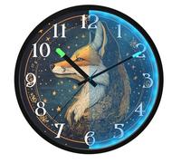 Mnsruu Fox Star Galaxy Sky Wall Clock Luminous Bedroom Clocks Battery Operated Silent Glow in the Dark Clock for Living Room Kitchen 12 Inch