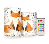 Mnsruu Fox Wildflower Flameless Pillar Candles with Remote Timer Battery Operated LED Candle Color Changing