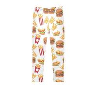 Mnsruu French Fries and Hamburger Girls Leggings Soft Athletic Pants Comfortable Tights Stretch Bottom Trousers Dancing Pants Multicoloured