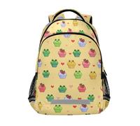 Mnsruu Frog Cake Heart School Bag Primary Junior High School Backpack Bookbag for Students Teens