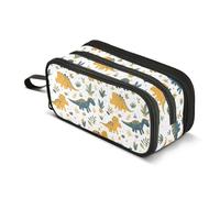 Mnsruu Funny Cartoon Dinosaur Pencil Case Large Capacity Pen Bag 3 Compartment Pencil Pouch Stationery for Office College School Teen Student Girl Boy