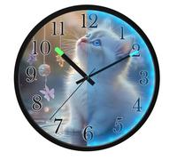 Mnsruu Funny Cat O Wall Clock Luminous Bedroom Clocks Battery Operated Silent Glow in the Dark Clock for Living Room Kitchen 12 Inch