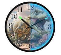 Mnsruu Funny Dinosaur Flower Wall Clock Luminous Bedroom Clocks Battery Operated Silent Glow in the Dark Clock for Living Room Kitchen 12 Inch