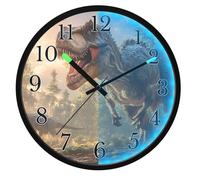 Mnsruu Funny Dinosaur Forest Wall Clock Luminous Bedroom Clocks Battery Operated Silent Glow in the Dark Clock for Living Room Kitchen 12 Inch