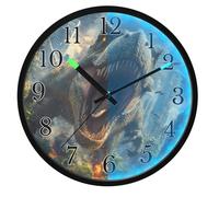 Mnsruu Funny Dinosaur Mountain Wall Clock Luminous Bedroom Clocks Battery Operated Silent Glow in the Dark Clock for Living Room Kitchen 12 Inch