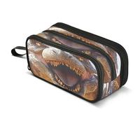Mnsruu Funny Fierce Dinosaur Pencil Case Big Capacity Pen Bag Pouch Holder 3 Compartments Large Pencil Box for Boys Girls School Storage Organizer