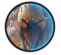 Mnsruu Funny Fierce Dinosaur Wall Clock Luminous Bedroom Clocks Battery Operated Silent Glow in the Dark Clock for Living Room Kitchen 12 Inch