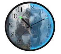 Mnsruu Funny Misty Forest Dinosaur Wall Clock Luminous Bedroom Clocks Battery Operated Silent Glow in the Dark Clock for Living Room Kitchen 12 Inch