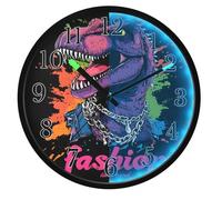 Mnsruu Funny Purple Dinosaur Wall Clock Luminous Bedroom Clocks Battery Operated Silent Glow in the Dark Clock for Living Room Kitchen 12 Inch