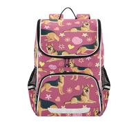 Mnsruu German Shepherd Love Pattern Kids Backpack Rucksack Bag for School Girls & Boys, Cute School Bag for Kids, Kids Bookbag for Elementary with Reflective Strip