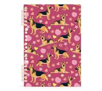 Mnsruu German Shepherd Love Pattern Spiral Notebook Journals 1 Pack, Hardcover Lined Journal for Women, A5 College Ruled Notebooks for Journaling Writing Work Office School 5.7x8.3 Inch
