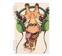 Mnsruu Giraffe Wearing Headphones Spiral Notebook Journals 1 Pack, Hardcover Lined Journal for Women, A5 College Ruled Notebooks for Journaling Writing Work Office School 5.7x8.3 Inch