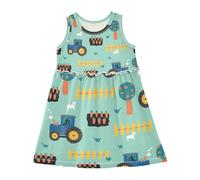 Mnsruu Girls Dress Sleeveless A-line Round Neck Dress Toddler Kids Casual Tank Dresses Tractors Seamless Kids Sundress 2-8 Years