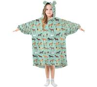 Mnsruu Girls Oversized Blanket Hoodie Poppies Poppies Cartoon Horse Animal Kids Wearable Blanket Soft Warm Fleece Hooded Sweatshirt Front Big Pocket Pullover Hoody Orange