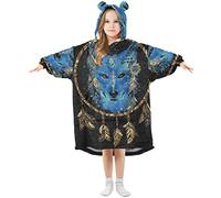 Mnsruu Girls Oversized Blanket Hoodie, Wolf Dream Catcher Boho Warm Fleece Sweatshirt Plush Wearable, Front Roomy Pocket, Cute Ear Cap, M White