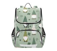 Mnsruu Gnome St Patrick's Clover Kids Backpack Rucksack Bag for School Girls & Boys, Cute School Bag for Kids, Kids Bookbag for Elementary with Reflective Strip