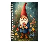 Mnsruu Gnome Wild Flowers Spiral Notebook Journals 1 Pack, Hardcover Lined Journal for Women, A5 College Ruled Notebooks for Journaling Writing Work Office School 5.7x8.3 Inch