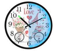 Mnsruu Gnomes Heart Bicycle Flower Wall Clock Luminous Bedroom Clocks Battery Operated Silent Glow in the Dark Clock for Living Room Kitchen 12 Inch