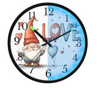 Mnsruu Gnomes Heart Blue Wall Clock Luminous Bedroom Clocks Battery Operated Silent Glow in the Dark Clock for Living Room Kitchen 12 Inch