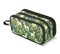 Mnsruu Goat Leaf Pattern Pencil Case Large Capacity Pen Pouch Pencil Bag with 3 Compartments Pen Holder Organizer Stationery Bag