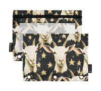 Mnsruu Goats Stars Pencil Pouch for 3-Ring Binder Clear Pencil Case