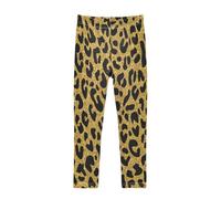 Mnsruu Gold Animal Print Golden Glitter Golden Leopard Print Cheetah Jaguar Girl Leggings Kid Legging Tights Long Pants