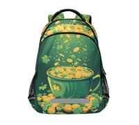 Mnsruu Gold Coin Four Leaf Clover School Bag Primary Junior High School Backpack Bookbag for Students Teens