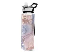 Mnsruu Gold Glitter Rose Marble Water Bottle 1L with Straw, Leakproof BPA Free Tritan Drink Bottle, Sport Water Bottle for Men Women Kids