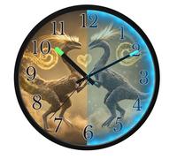 Mnsruu Golden Dinosaur Wall Clock Luminous Bedroom Clocks Battery Operated Silent Glow in the Dark Clock for Living Room Kitchen 12 Inch