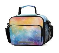 Mnsruu Gradient Rainbow Light Spots Shiny Glitter Pattern Lunch Bags Large Insulated Lunch Box for Kids Boys Girls Reusable Cooler Bag Tote Bag School Lunchbox with Shoulder Strap