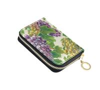 Mnsruu Grapes on The Vine Small Compact Card Case with 11 Slots for Credit Cards, Cash & Coins, RFID Blocking Wallet for Travel & Everyday Use
