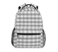 Mnsruu Gray Checked Backpack for Students Boys Girls School Bag Children's Backpack Travel Casual Daypack Rucksack