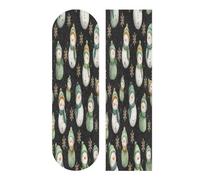 Mnsruu Green Snowman with Golden Snowflakes Skateboard Grip Tape, Longboards Griptape Anti Slip Scooter Griptape Sand Paper Sheet Sticker 9" x 33"