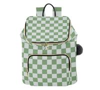 Mnsruu Green Teal Checkerboard Backpack for Women Travel Anti Theft Rucksack Large Casual Daypacks Quilted Laptop Purse Ladies Fashion Handbag