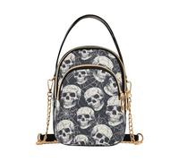 Mnsruu Halloween Human Sugar Skull Spider Web Crossbody Bag Small Shoulder Handbags Leather Purse for Women