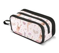 Mnsruu Hand Drawn Ballet Girl Dress Pencil Case Large Capacity Pen Pouch Pencil Bag with 3 Compartments Pen Holder Organizer Stationery Bag