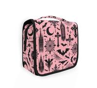 MNSRUU Hanging Toiletry Bag Black Gothic Moon Spider Webs and Bats Travel Makeup Bag for Toiletries Portable Travel Toiletry Organizer Cosmetic Bags with Hanging Hook