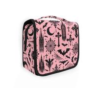 MNSRUU Hanging Toiletry Bag Skull and Sunflower Travel Makeup bag for Toiletries Portable Travel Toiletry Organizer Cosmetic Bags with Hanging Hook, Bats I8897, One Size