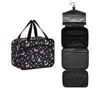MNSRUU Hanging Toiletry Bags for Women Travel, Gothic Butterfly Skull Blue Toiletry Organizer Portable Travel Toiletry Bags Clear Wash Bags Makeup Bag Cosmetic Bag, Cartoon 164, M, Patterned