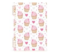 Mnsruu Heart Cupcake Spiral Notebook Journals 1 Pack, Hardcover Lined Journal for Women, A5 College Ruled Notebooks for Journaling Writing Work Office School 5.7x8.3 Inch