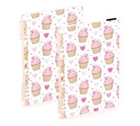 Mnsruu Heart Cupcake Spiral Notebook Journals 2 Pack, Hardcover Lined Journal for Women, A5 College Ruled Notebooks for Journaling Writing Work Office School 5.7x8.3 Inch