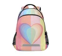 Mnsruu Heart Shaped Rainbow School Bag Primary Junior High School Backpack Bookbag for Students Teens