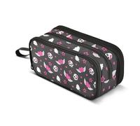 Mnsruu Hearts Wings Skulls Pencil Case Boys Girls Pen Bag Large Capacity School Office Stationery Organizer Pencil Pouch Holder Zipper Kids Teens Adults
